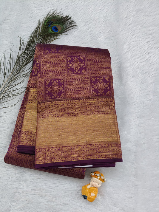 Wine Colour Pure Bridal Silk Saree