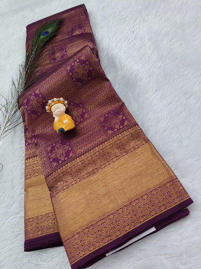 Wine Colour Pure Bridal Silk Saree