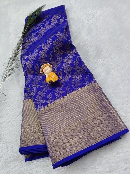Royal Blue Pure Bridal Silk Saree