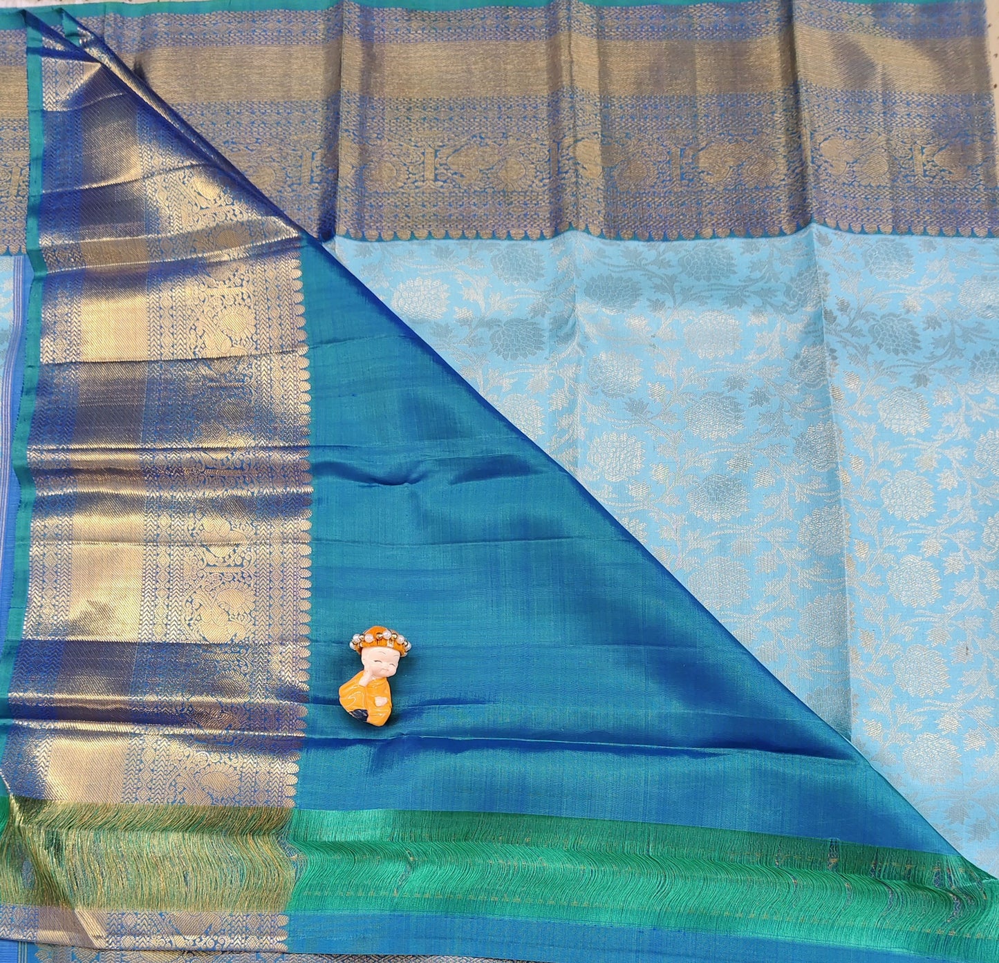 Sky Blue Pure Bridal Silk Saree