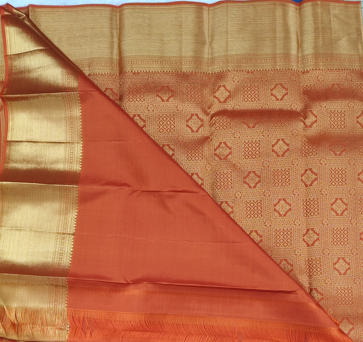 Orange Pure Bridal Silk Saree