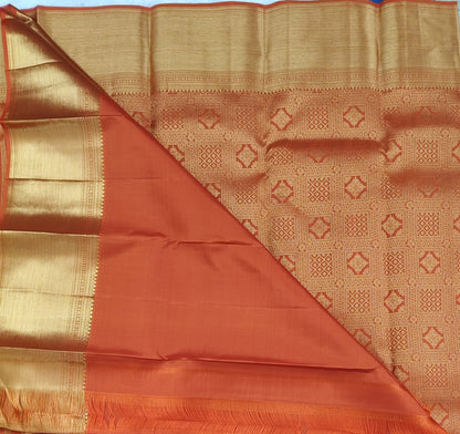 Orange Pure Bridal Silk Saree