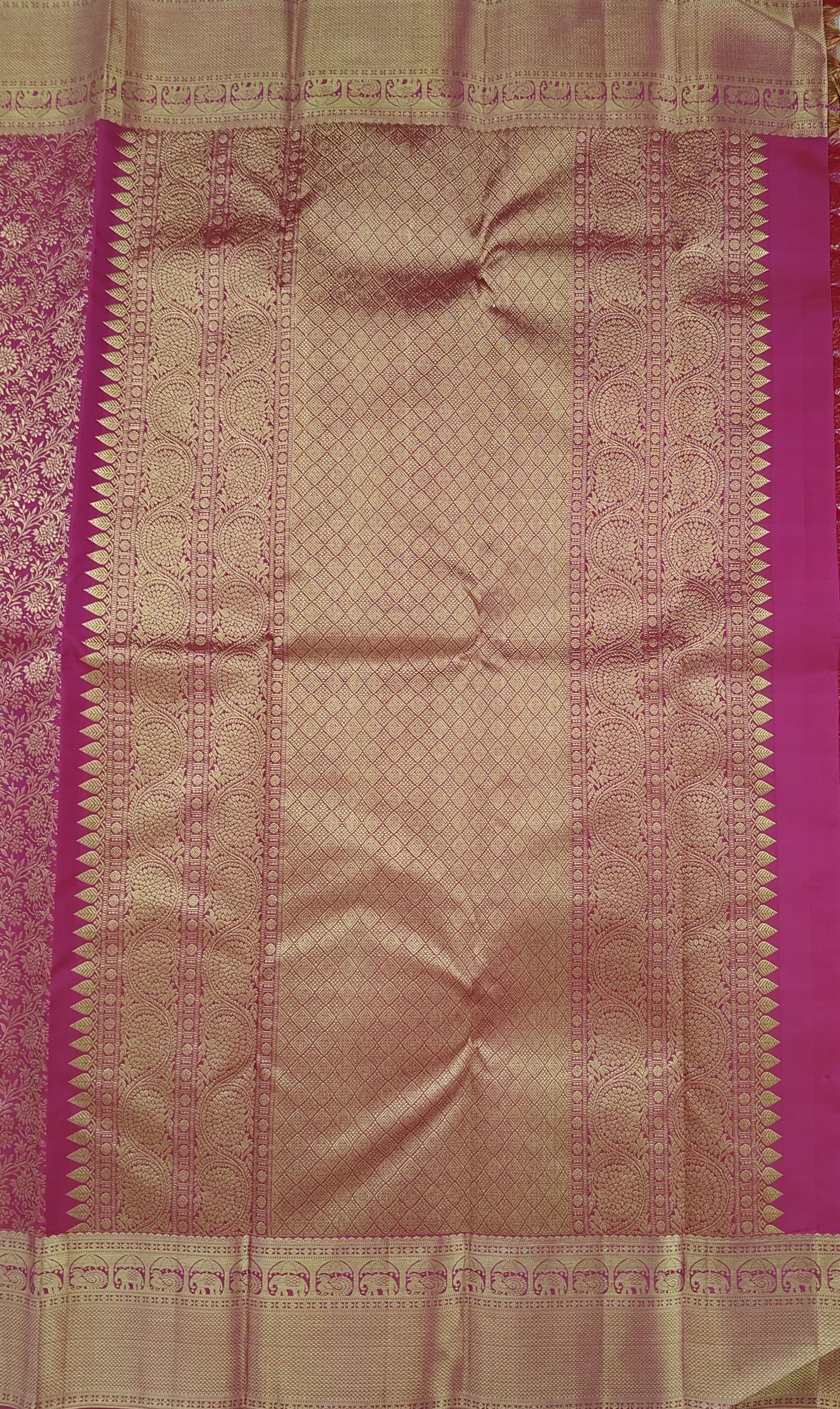 Rani Pink Pure Bridal Silk Saree
