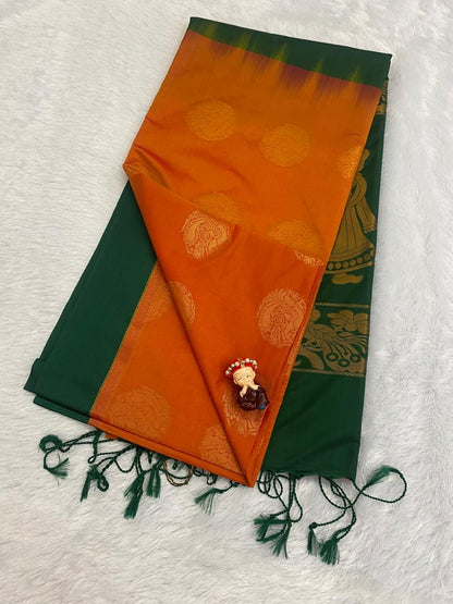 Orange Semi Soft Silk Saree