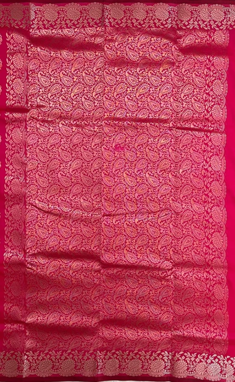 Rani Pink Satin Semi Silk Saree