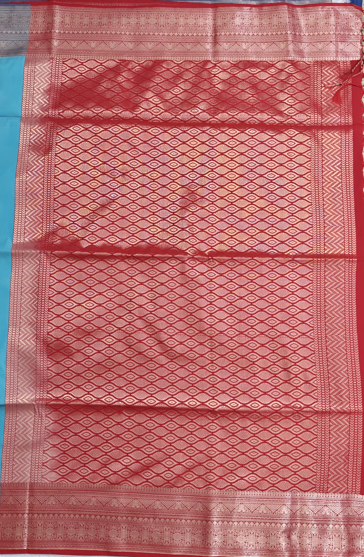 Sky Blue Semi Soft Silk Saree
