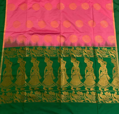 Elegant Pink Semi Soft Silk Saree