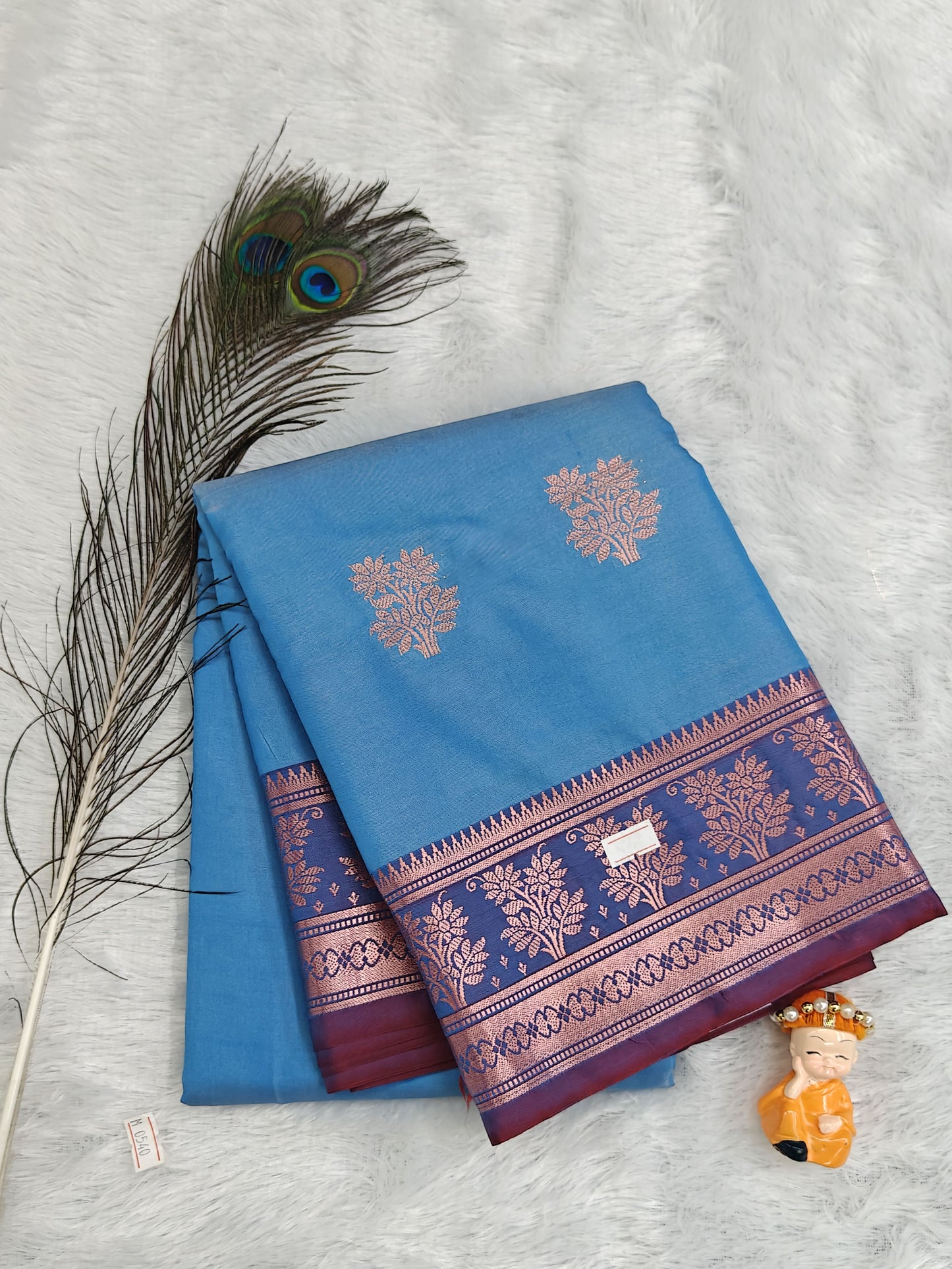 Sky Blue Semi Silk Saree