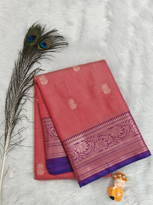 Peach Semi Silk Saree