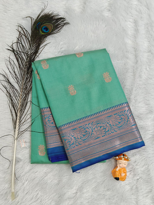 Sea Green Semi Silk Saree