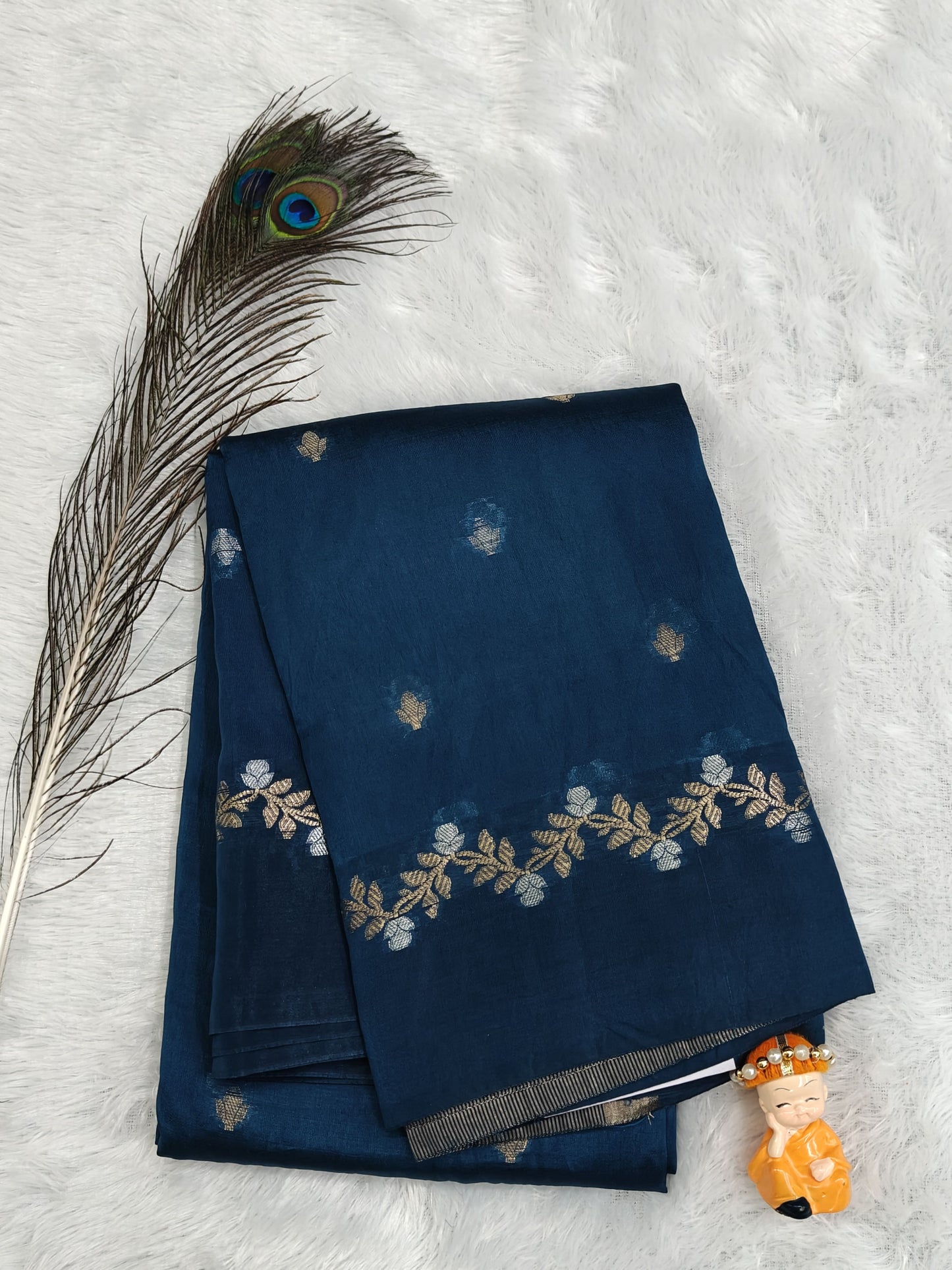 Dark Blue Semi Silk Saree
