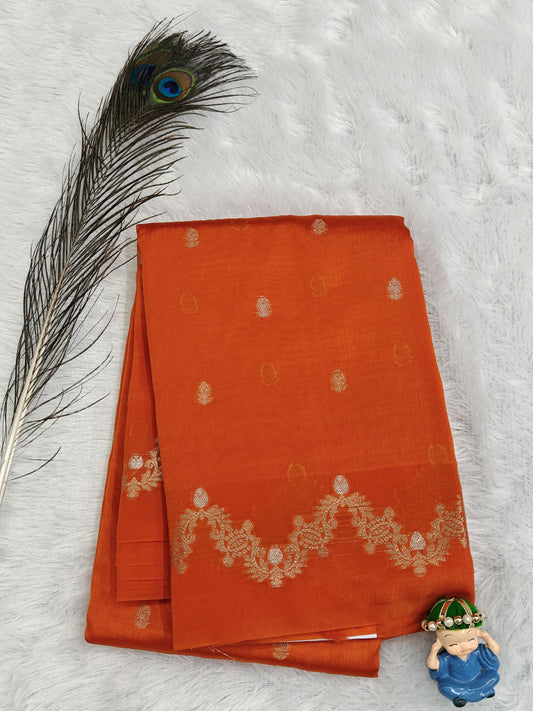 Orange Semi Silk Saree