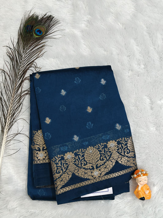 Dark Blue Semi Silk Saree