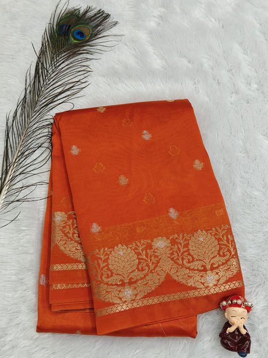 Orange Semi Silk Saree