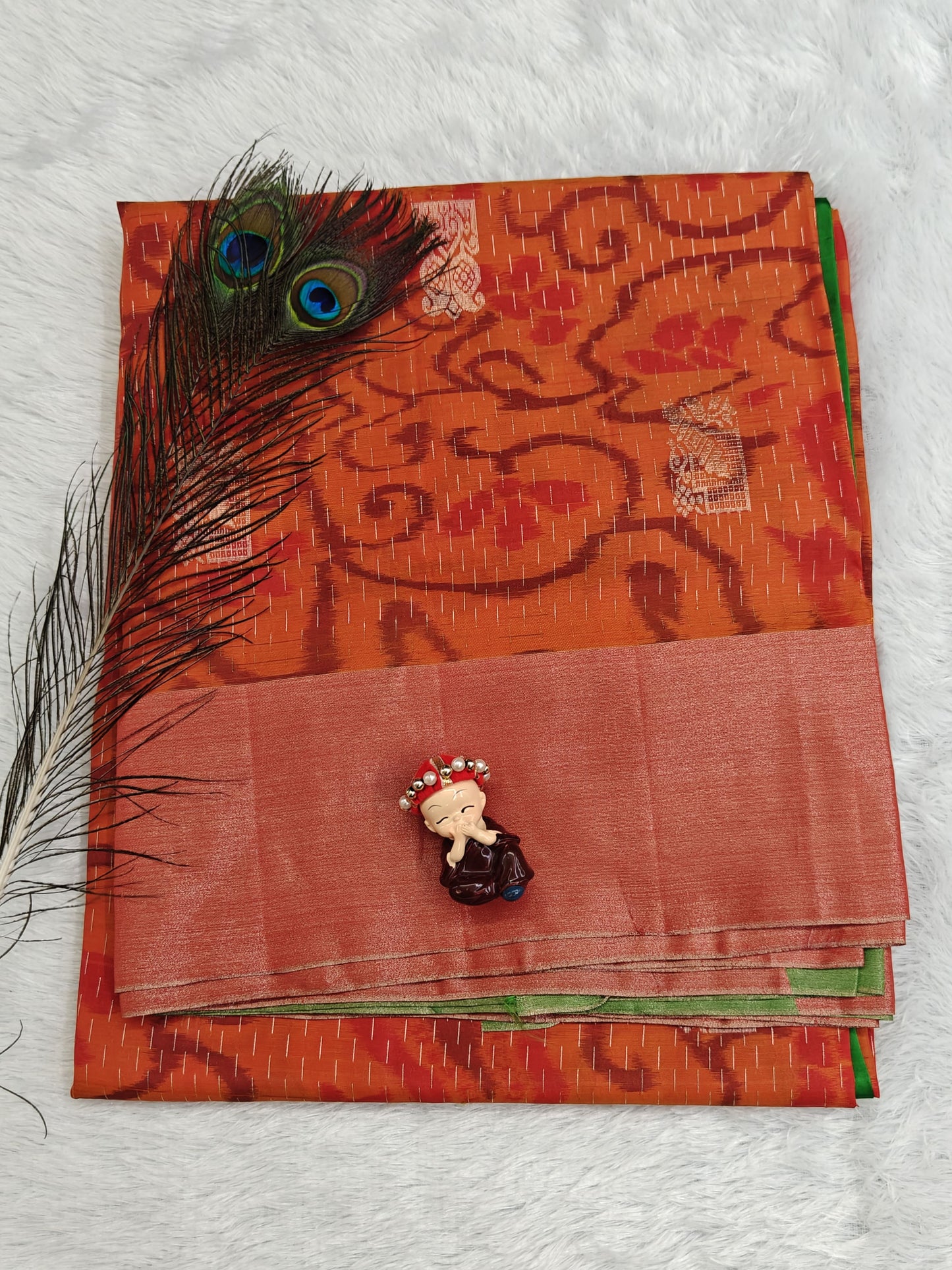 Orange Semi Soft Silk Saree