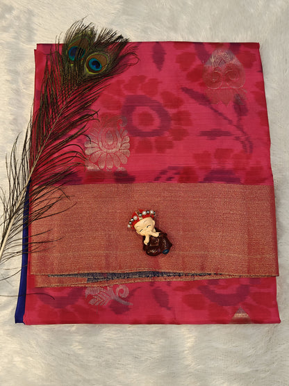 Rani Pink Semi Soft Silk Saree