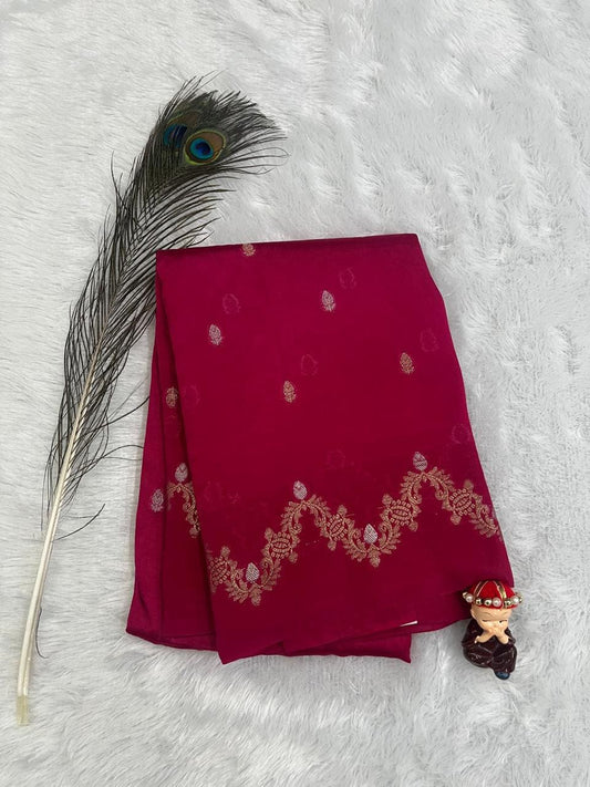 Rani Pink Semi Silk Saree