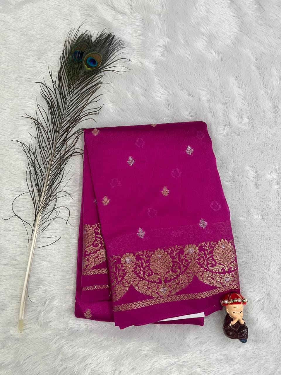 Rani Pink Semi Silk Saree