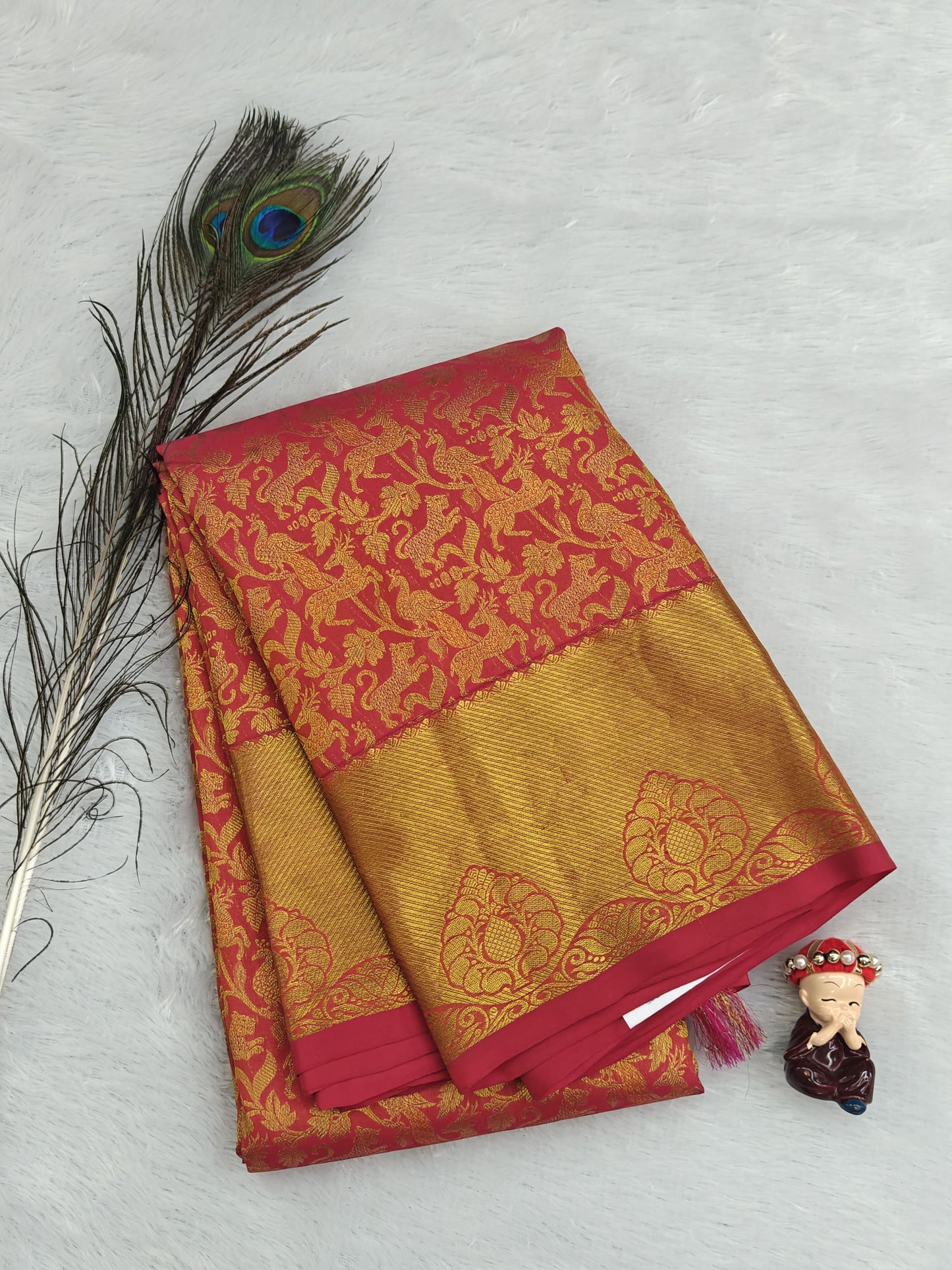 Rani Pink Pure Bridal Silk Saree