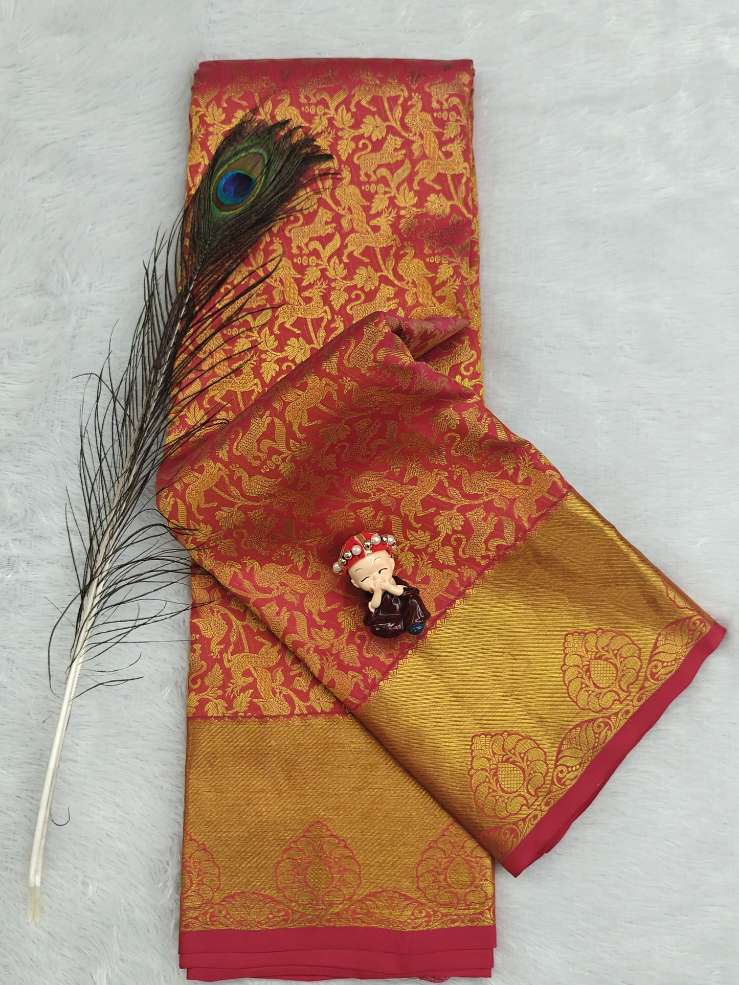 Rani Pink Pure Bridal Silk Saree