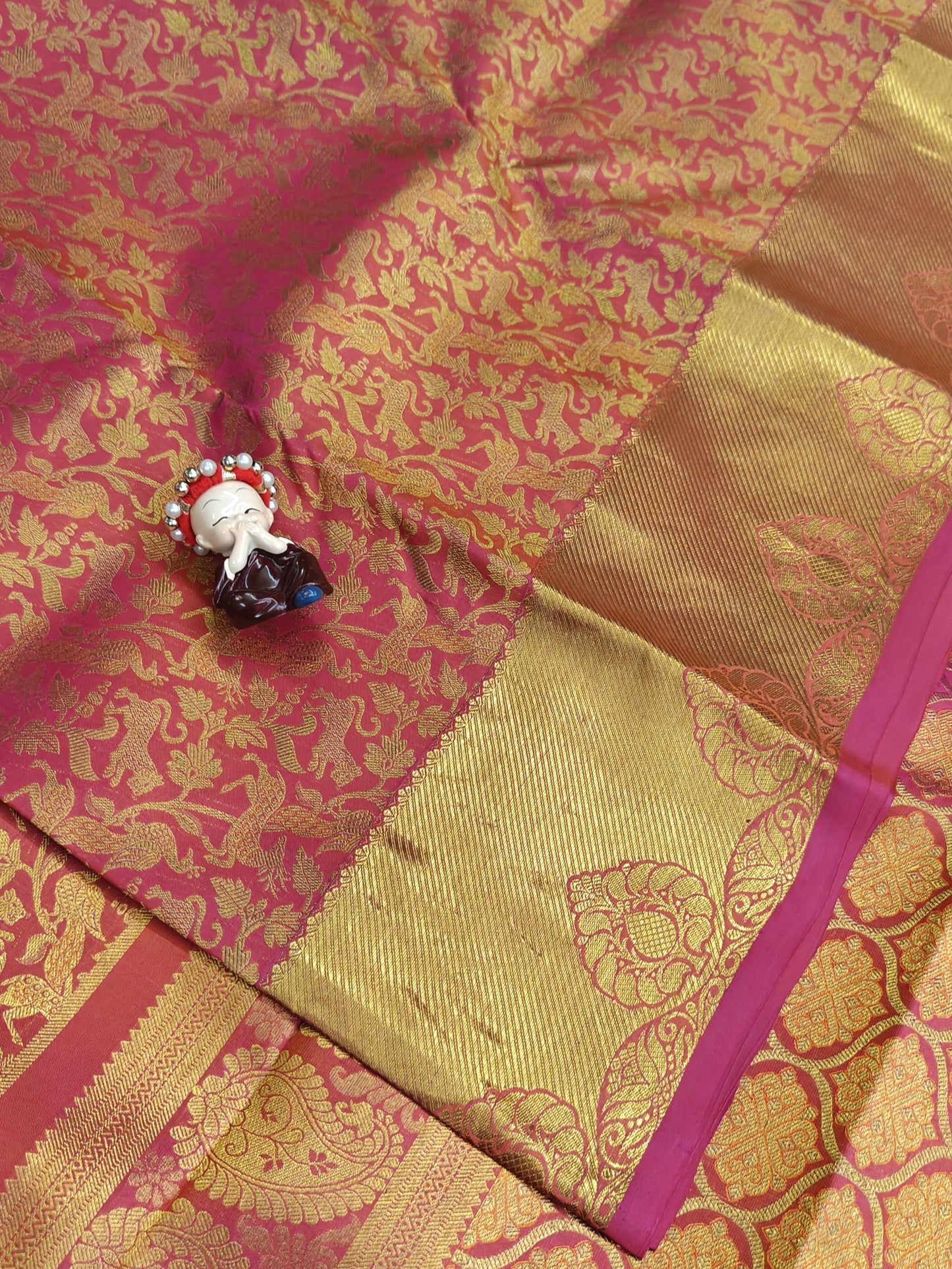 Rani Pink Pure Bridal Silk Saree