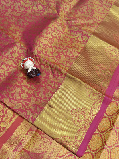 Rani Pink Pure Bridal Silk Saree