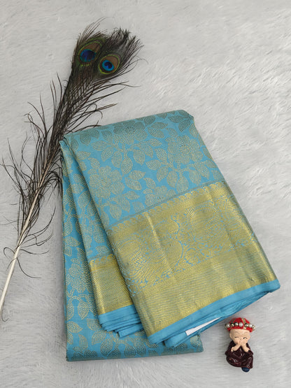 Sky Blue Pure Bridal Silk Saree