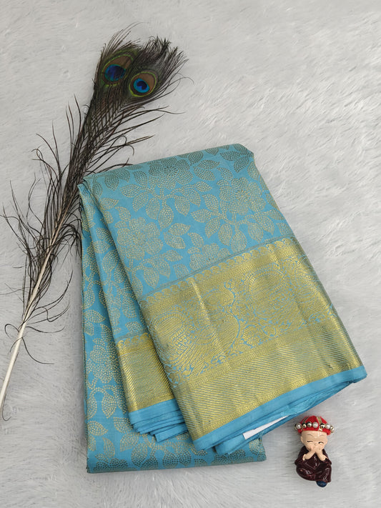 Sky Blue Pure Bridal Silk Saree