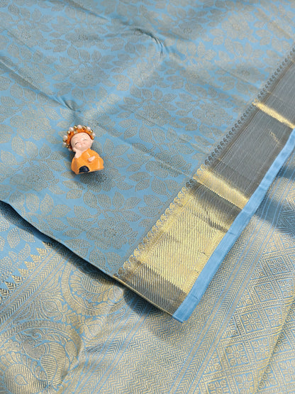 Sky Blue Pure Bridal Silk Saree