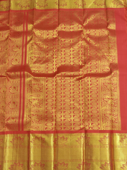 Red Pure Bridal Silk Saree with Gold Border
