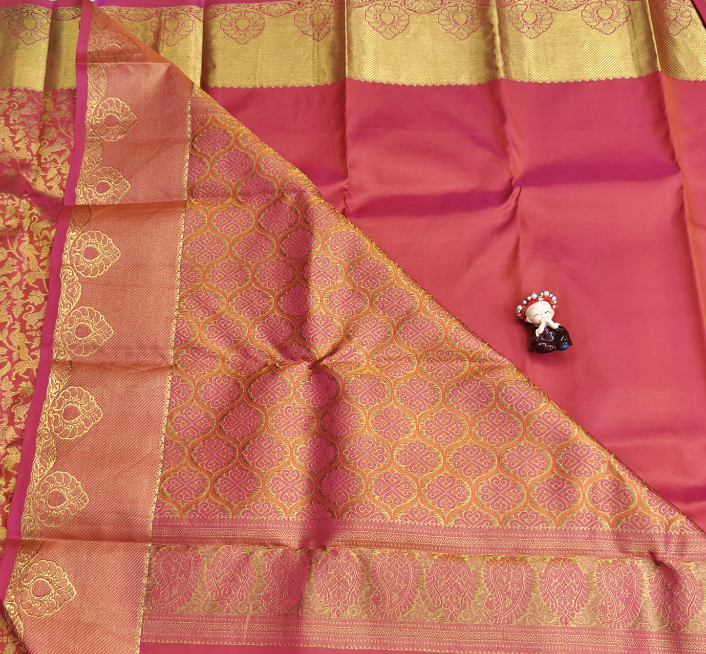 Rani Pink Pure Bridal Silk Saree