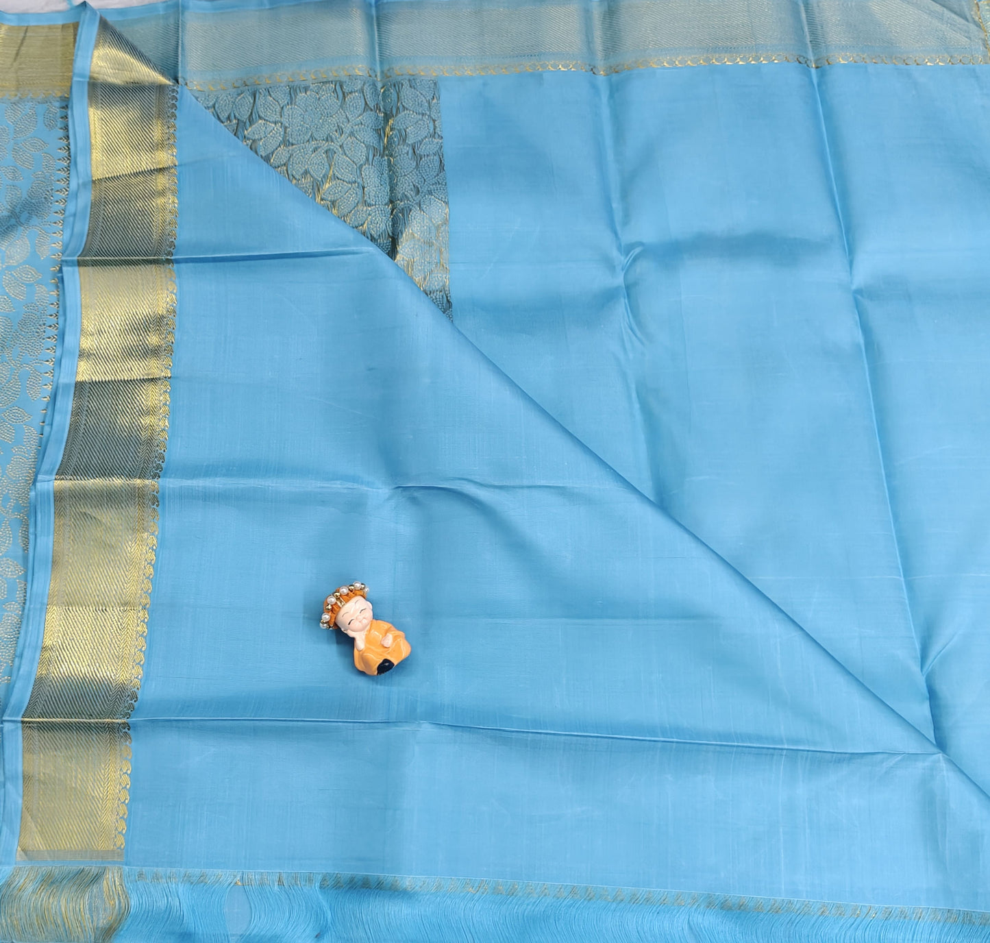 Sky Blue Pure Bridal Silk Saree