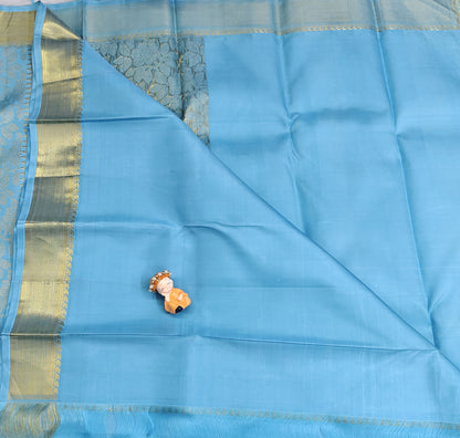 Sky Blue Pure Bridal Silk Saree