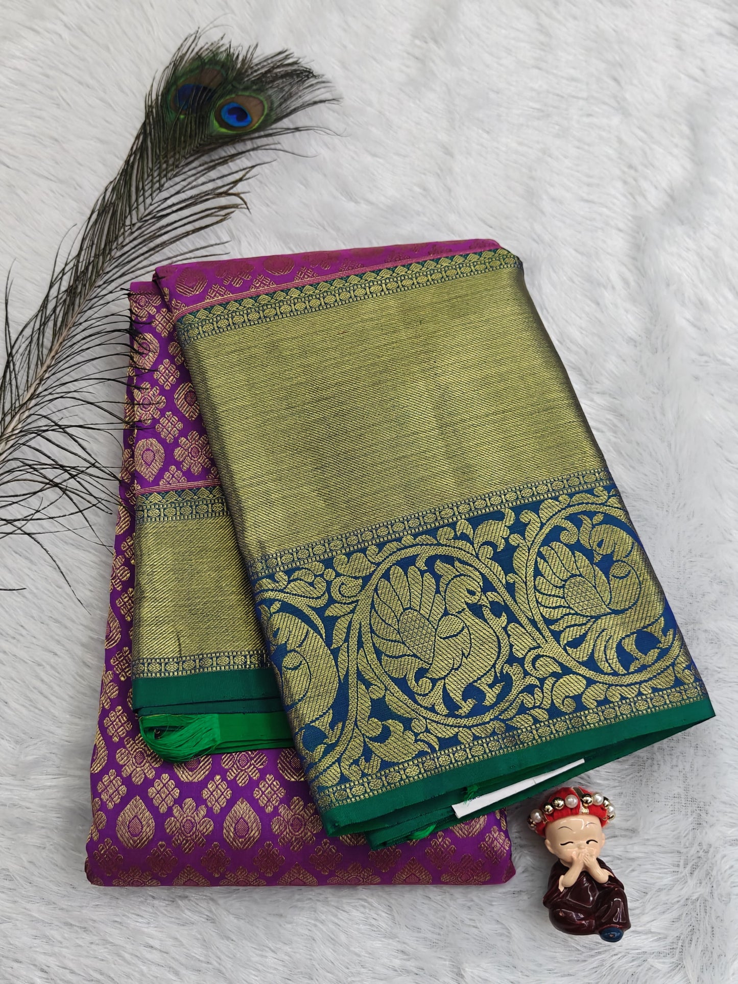 Purple Pure Bridal Silk Saree