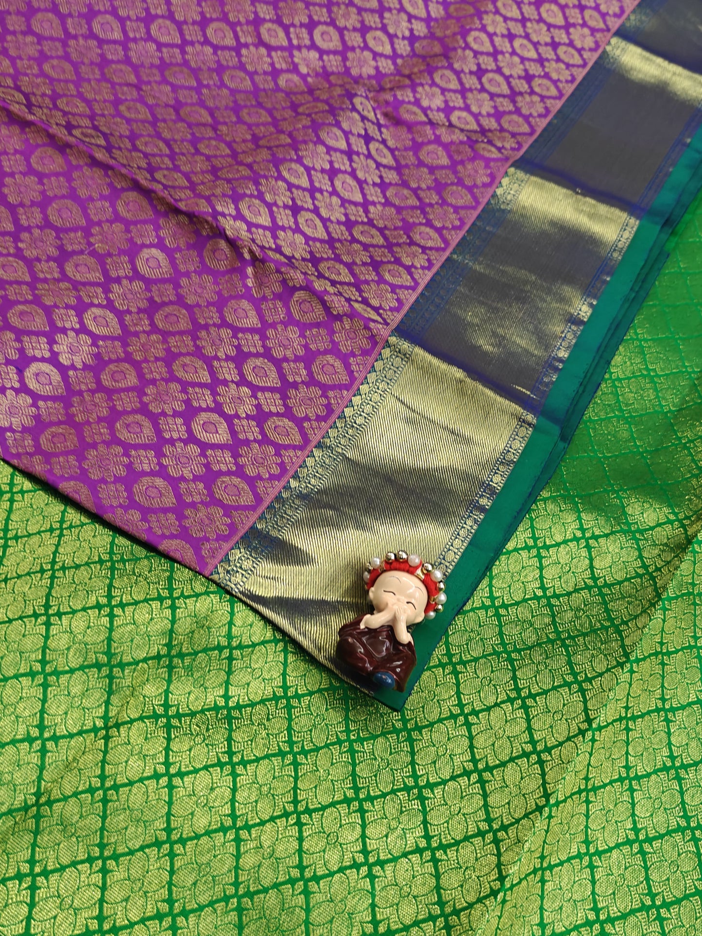 Purple Pure Bridal Silk Saree