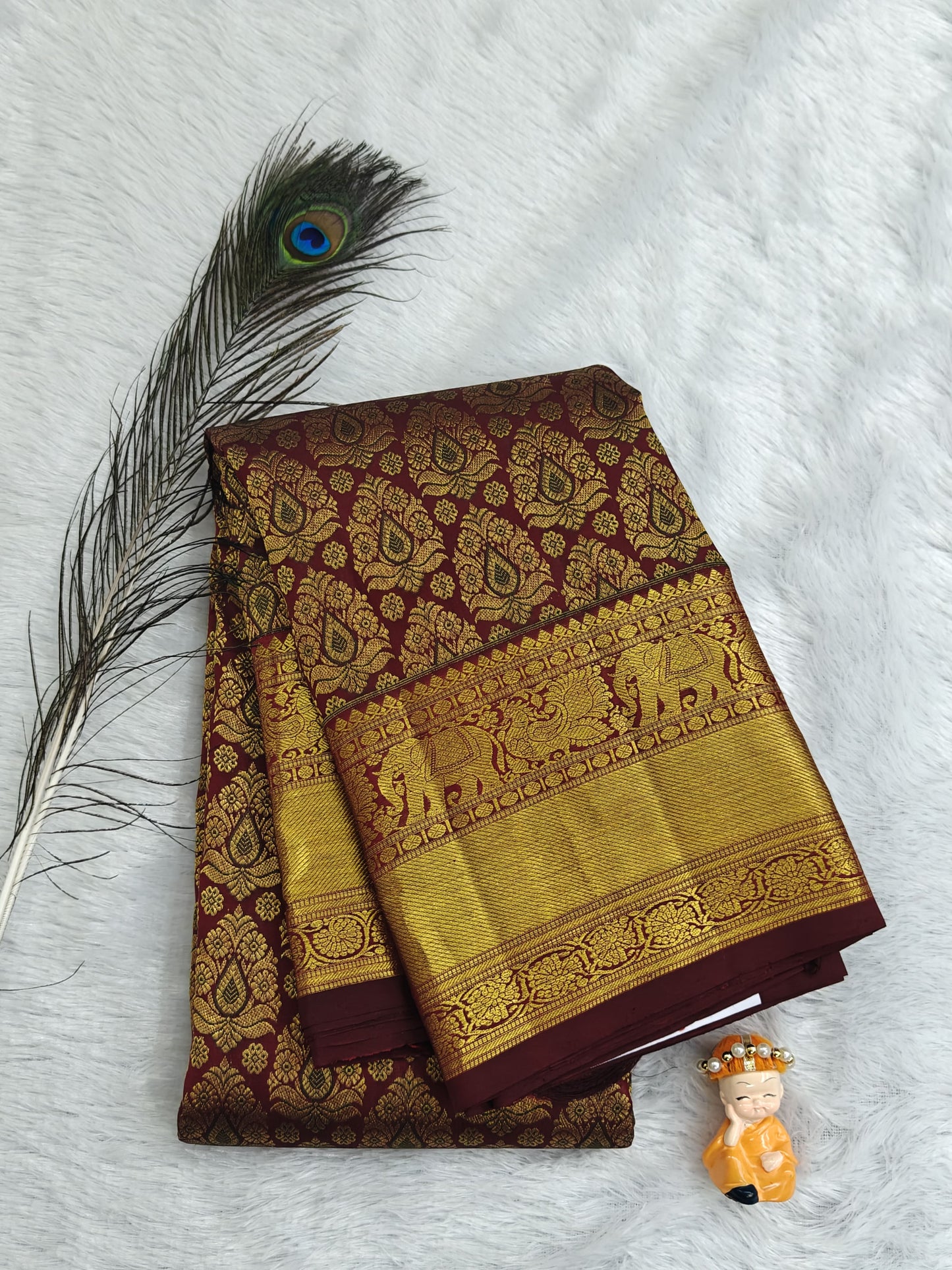 Maroon Pure Bridal Silk Saree