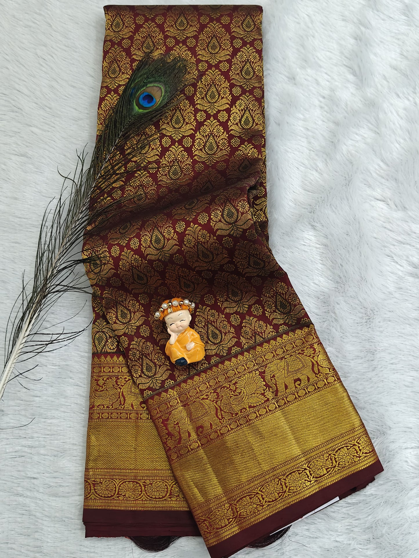 Maroon Pure Bridal Silk Saree