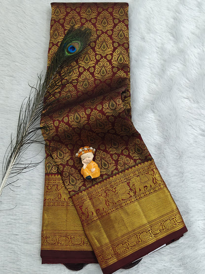Maroon Pure Bridal Silk Saree