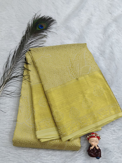 Off-White Pure Bridal Silk Saree with Gold Border
