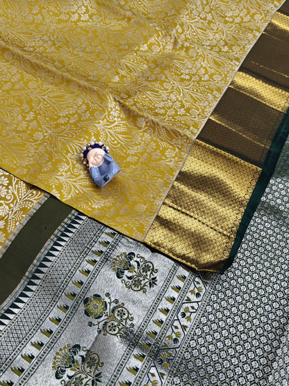 Mustard Yellow Pure Bridal Silk Saree
