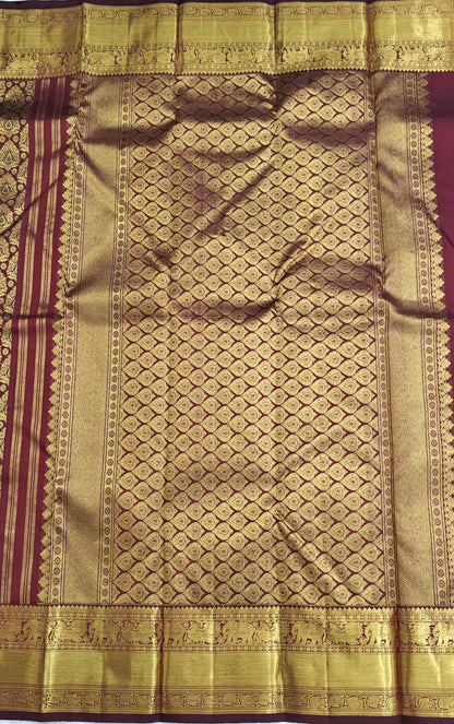 Maroon Pure Bridal Silk Saree
