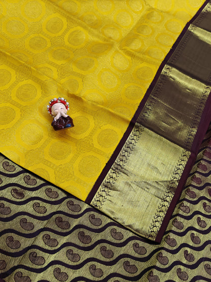 Yellow Pure Bridal Silk Saree