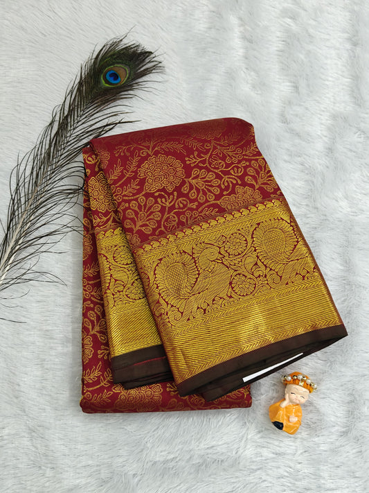 Maroon Pure Bridal Silk Saree