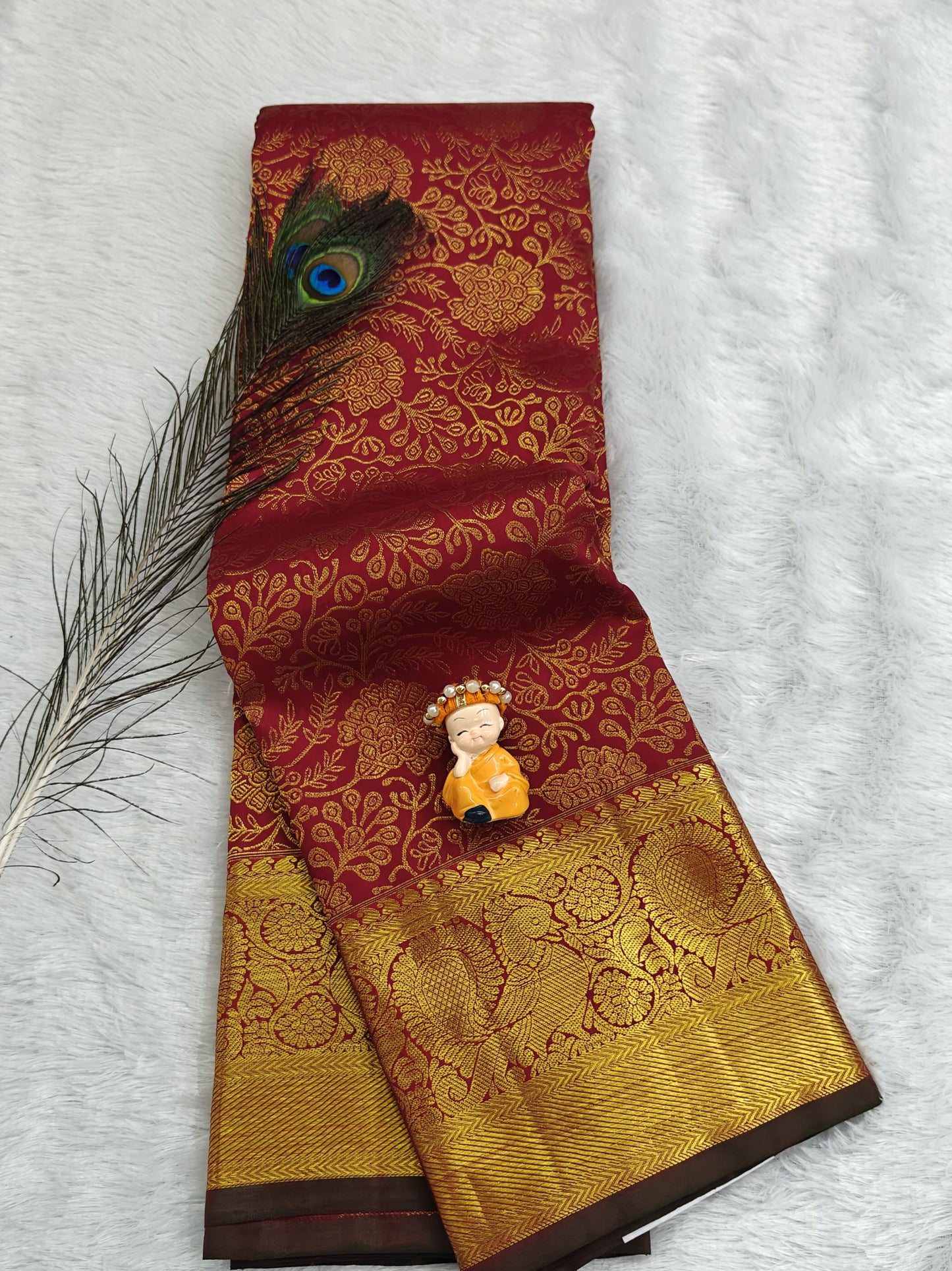 Maroon Pure Bridal Silk Saree