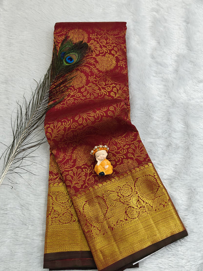 Maroon Pure Bridal Silk Saree