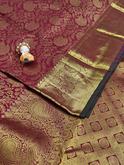 Maroon Pure Bridal Silk Saree