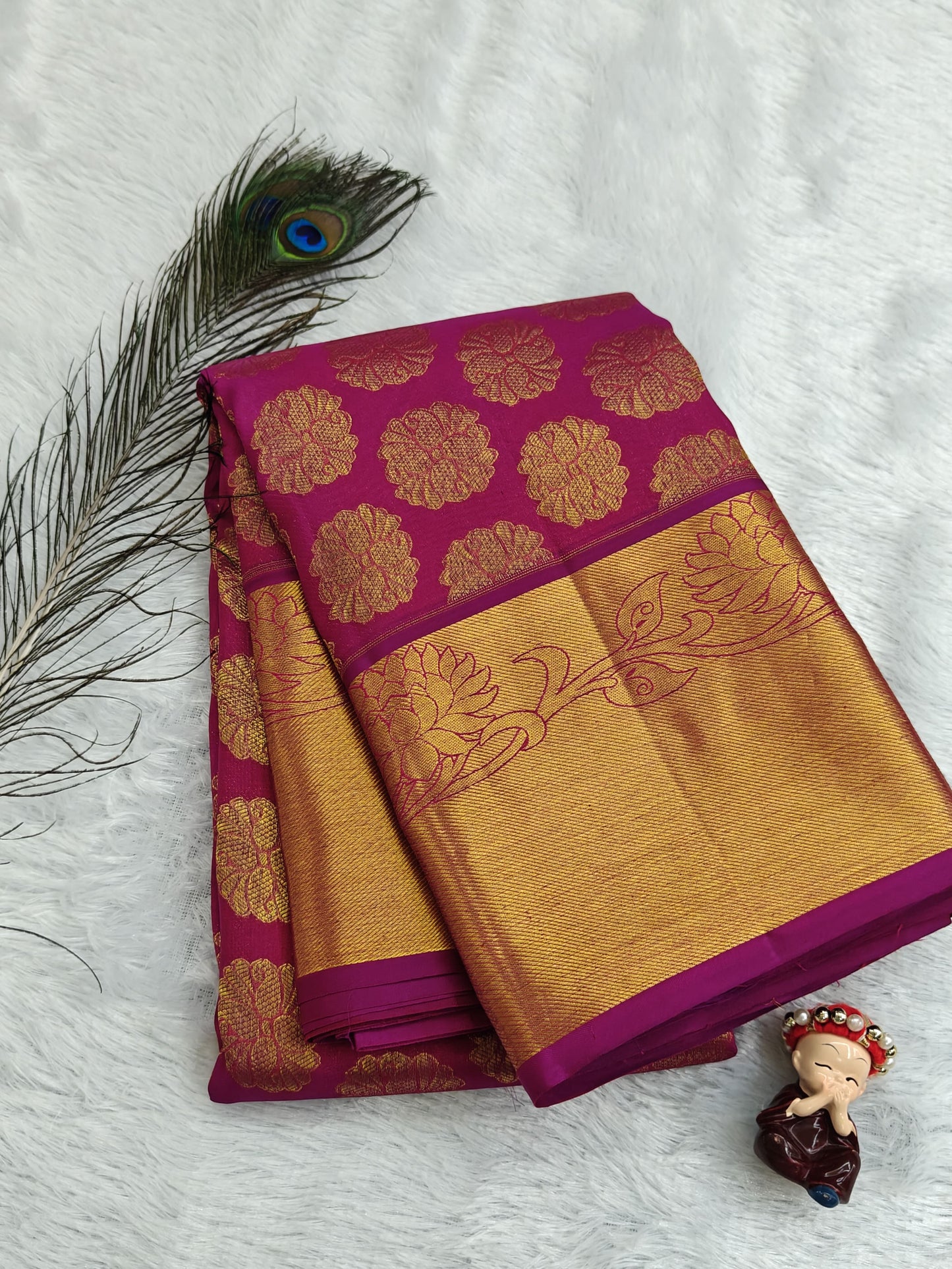 Purple Pure Bridal Silk Saree