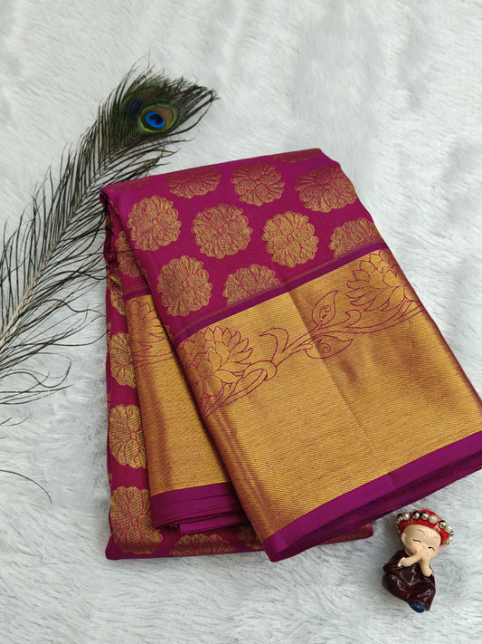 Purple Pure Bridal Silk Saree