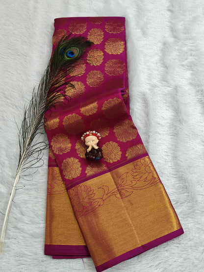 Purple Pure Bridal Silk Saree