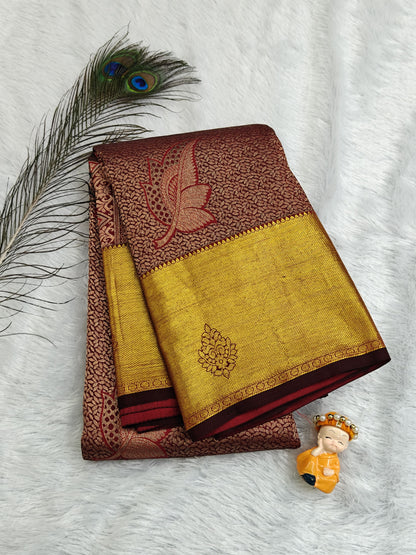Maroon Pure Bridal Silk Saree
